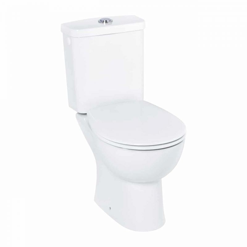 SET VAS WC BAU CERAMIC RIMLESS EVACUARE LATERALA CU REZERVOR ALIMENTARE LATERALA SI CAPAC SOFT-CLOSE, 61.9X36.4